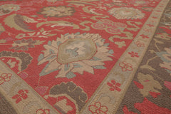13' 4''x18' Rose Gray Beige Color Hand Knotted All-Over 100% Wool Traditional Oriental Rug
