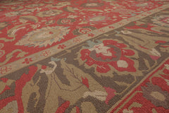 13' 4''x18' Rose Gray Beige Color Hand Knotted All-Over 100% Wool Traditional Oriental Rug