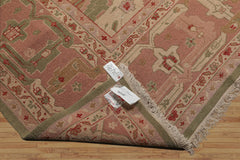 12' 2''x16' 2'' Beige Rose Sage Color Hand Knotted All-Over 100% Wool Traditional Oriental Rug