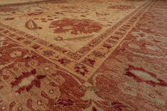 13' 8''x17' 8'' Warm Beige Rust Brown Color Hand Knotted All-Over 100% Wool Traditional Oriental Rug