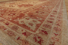 13' 8''x17' 8'' Warm Beige Rust Brown Color Hand Knotted All-Over 100% Wool Traditional Oriental Rug