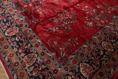 14' x24' 11'' Burgundy Midnight Blue Brown Color Hand Knotted All-Over 100% Wool Traditional Oriental Rug