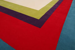 8' x13' Ivory Lime Red Color Machine Made All-Over 100% Wool Traditional Oriental Rug