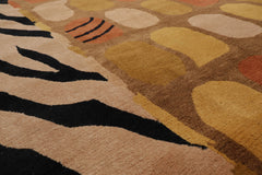 6' x9' Brown Beige Black Color Hand Knotted All-Over 100% Wool Traditional Oriental Rug