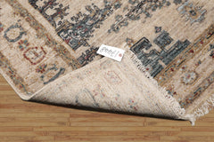 5' 2''x6' 1'' Beige Blue Tan Color Hand Knotted All-Over 100% Wool Traditional Oriental Rug