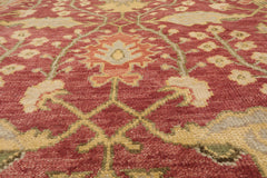 8' x10' Rusty Red Green Gold Color Hand Knotted All-Over 100% Wool Arts & crafts Oriental Rug