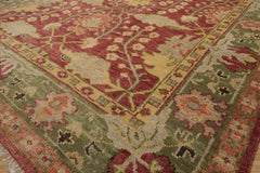 8' x10' Rusty Red Green Gold Color Hand Knotted All-Over 100% Wool Arts & crafts Oriental Rug