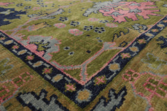 10' x14' Green Rust Navy Color Hand Knotted All-Over 100% Wool Traditional Oriental Rug