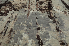 8' x10' Mint Green Neutral Color Hand Knotted All-Over Wool & Silk Modern Oriental Rug