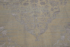 8' x11' Gray Beige Taupe Color Hand Knotted All-Over Wool||100% Wool Transitional Oriental Rug
