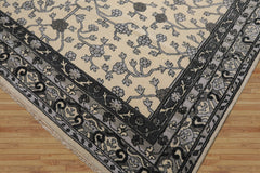 12' x15' vory Gray Charcoal Color Hand Knotted All-Over 100% Wool Traditional Oriental Rug