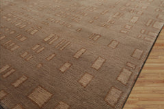 8x10 Tan, Brown Color Hand Knotted All-Over 100% Wool Modern Oriental Rug