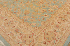 6x8 Aqua, Beige, Tan Color Hand Knotted All-Over 100% Wool Traditional Oriental Rug