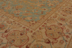 6x8 Aqua, Beige, Tan Color Hand Knotted All-Over 100% Wool Traditional Oriental Rug