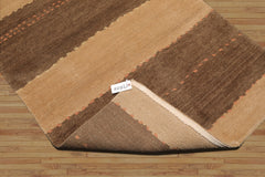 4x6 Camel, Brown Hand Knotted Tibetan 100% Wool Modern & Contemporary Oriental Area Rug