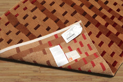 3x5 Maple, Brown, Chocolate Color Hand Knotted All-Over Wool & Silk Modern Oriental Rug