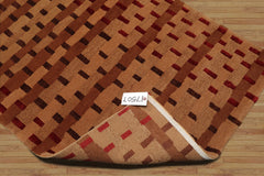 3x5 Maple, Brown, Chocolate Color Hand Knotted All-Over Wool & Silk Modern Oriental Rug