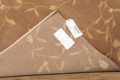 5x8 Camel, Gold, Muted Tones Color Hand Knotted All-Over Wool & Silk Transitional Oriental Rug