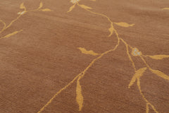 5x8 Camel, Gold, Muted Tones Color Hand Knotted All-Over Wool & Silk Transitional Oriental Rug