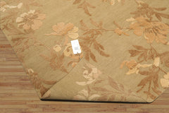 6x9 Light Olive, Brown, Beige Color Hand Knotted All-Over 100% Wool Transitional Oriental Rug