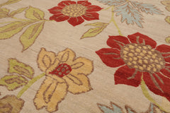 5x8 Beige, Lime, Tan Color Hand Knotted All-Over 100% Wool Transitional Oriental Rug