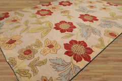 5x8 Beige, Lime, Tan Color Hand Knotted All-Over 100% Wool Transitional Oriental Rug