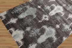 4x6 Gray, Silver, Muted Tones Color Hand Knotted All-Over 100% Wool Modern Oriental Rug