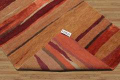 4x6 Maple, Rust, Gray Color Hand Knotted All-Over Wool & Silk Transitional Oriental Rug