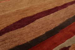 4x6 Maple, Rust, Gray Color Hand Knotted All-Over Wool & Silk Transitional Oriental Rug