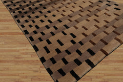 3x5 Tan, Beige, Gray Color Hand Knotted All-Over Wool & Silk Transitional Oriental Rug