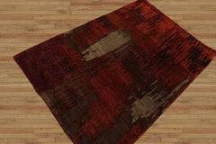 4x6 Rust, Olive, Mint Color Hand Knotted All-Over 100% Wool Modern Oriental Rug