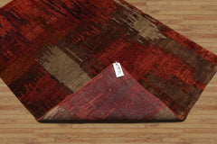 4x6 Rust, Olive, Mint Color Hand Knotted All-Over 100% Wool Modern Oriental Rug