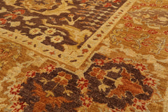 6x9 Brown, Gold, Rust Color Hand Knotted All-Over 100% Wool Traditional Oriental Rug