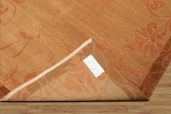 6x9 Maple, Pale Peach, Mossy Gold Color Hand Knotted All-Over 100% Wool Traditional Oriental Rug
