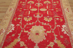 6x9 Chinese Red, Gold, Green Color Hand Knotted All-Over 100% Wool Traditional Oriental Rug