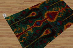 3x5 Green, Red, Blue Color Hand Knotted All-Over 100% Wool Traditional Oriental Rug