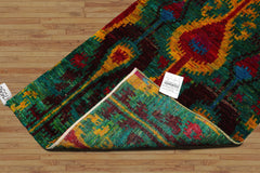 3x5 Green, Red, Blue Color Hand Knotted All-Over 100% Wool Traditional Oriental Rug