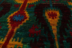 3x5 Green, Red, Blue Color Hand Knotted All-Over 100% Wool Traditional Oriental Rug