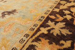 6x9 Aqua, Chocolate Hand Knotted Oushak 100% Wool Oushak Traditional Oriental Area Rug Pale