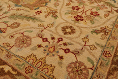 6x9 Beige, Brown, Turquoise Color Hand Knotted All-Over 100% Wool Traditional Oriental Rug