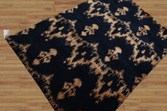 4x6 Navy, Beige Color Hand Knotted All-Over Wool & Silk Traditional Oriental Rug