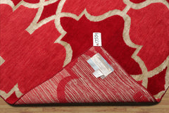 4x6 Raspberry, Red Color Hand Knotted All-Over 100% Wool Transitional Oriental Rug