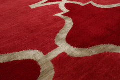 4x6 Raspberry, Red Color Hand Knotted All-Over 100% Wool Transitional Oriental Rug