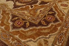 6x9 Brown, Beige, Gold Color Hand Knotted All-Over 100% Wool Traditional Oriental Rug