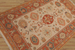3x5 Beige, Teracotta, Peach Color Hand Knotted All-Over 100% Wool Traditional Oriental Rug