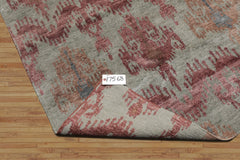 4x6 Gray, Aubergine Hand Knotted Tibetan Wool and Bamboo Tibetan Traditional Oriental Area Rug