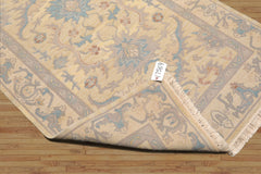 4x6 Beige, Aqua Hand Knotted Soumak 100% Wool Traditional Oriental Area Rug