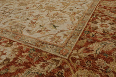 6x9 Beige, Burnt Orange Hand Knotted 100% Wool Agra Traditional Oriental Area Rug