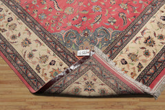 9x12 Raspberry, Ivory Hand Knotted 100% Wool Nain Traditional Oriental Area Rug