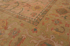 9x12 Raspberry, Pistacchio Hand Knotted Oushak 100% Wool Traditional Oriental Area Rug